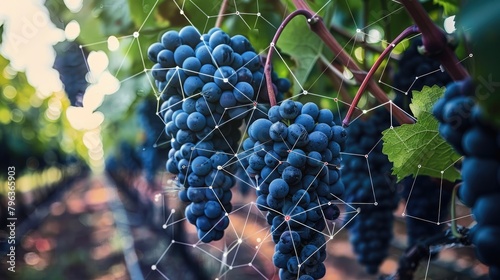 Wine vineyards and sensor network circuits optimizing grape growth © AI Farm