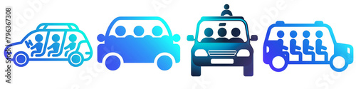 Carpooling clipart collection, symbol, logos, icons isolated on transparent background