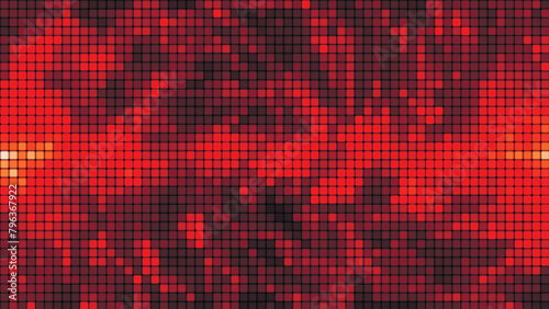 Red mosaic background in technology concept. Abstract red LED squares. Technology digital square red color background. Red pixel grid background. vector illustration.