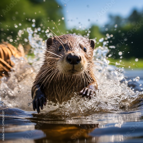 an otter swimming in water © Dumitru