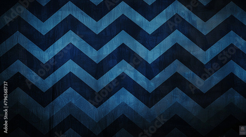 Midnight blue chevrons swirl over dark stripes, creating a mysterious backdrop.