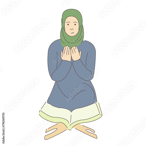 Muslim woman praying before karan photo