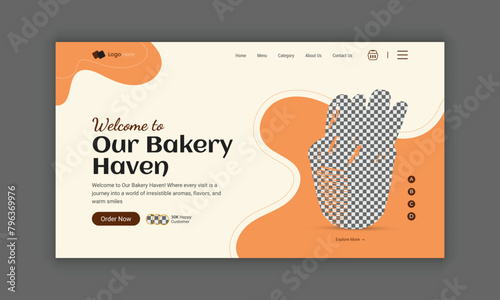Website Landing Page for Bakery Shop, Home Page UI Design for Bakery Products, Website Banner Design, Website hero section template