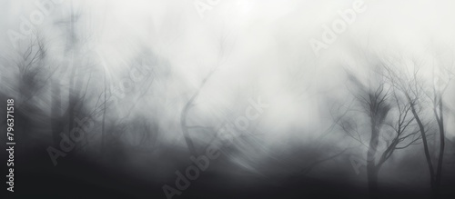 Red stop sign among misty trees