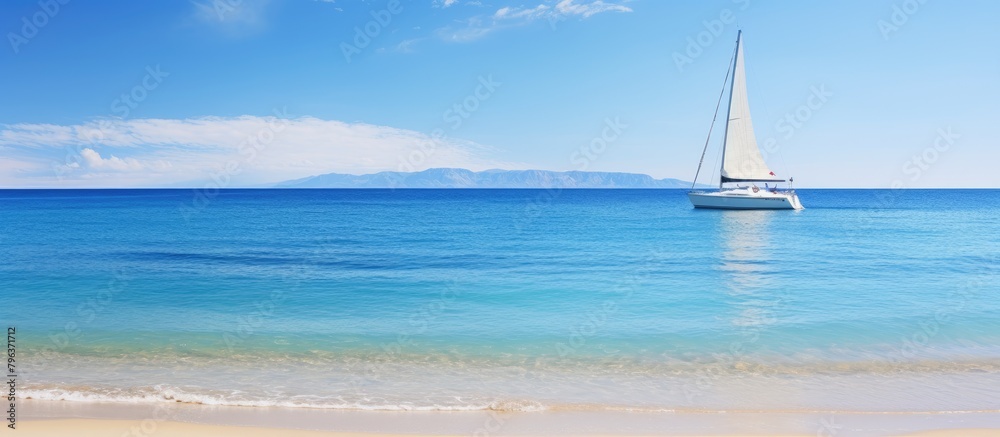 White sailboat sailing in the ocean under the sun