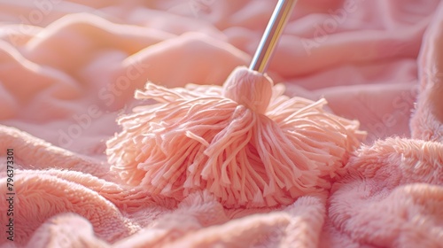 Close-up photo of pink mop photo