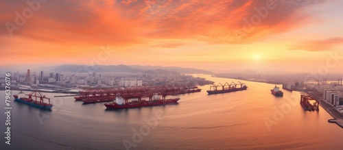 City skyline harbor ship view © HN Works