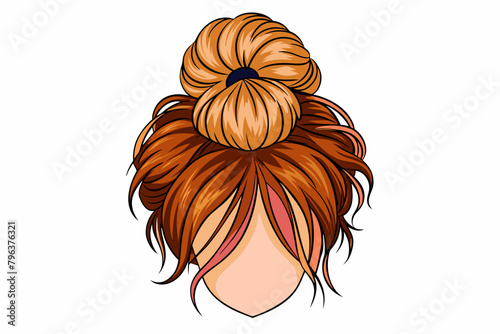 Mom messy bun hair style color and black silhouette.