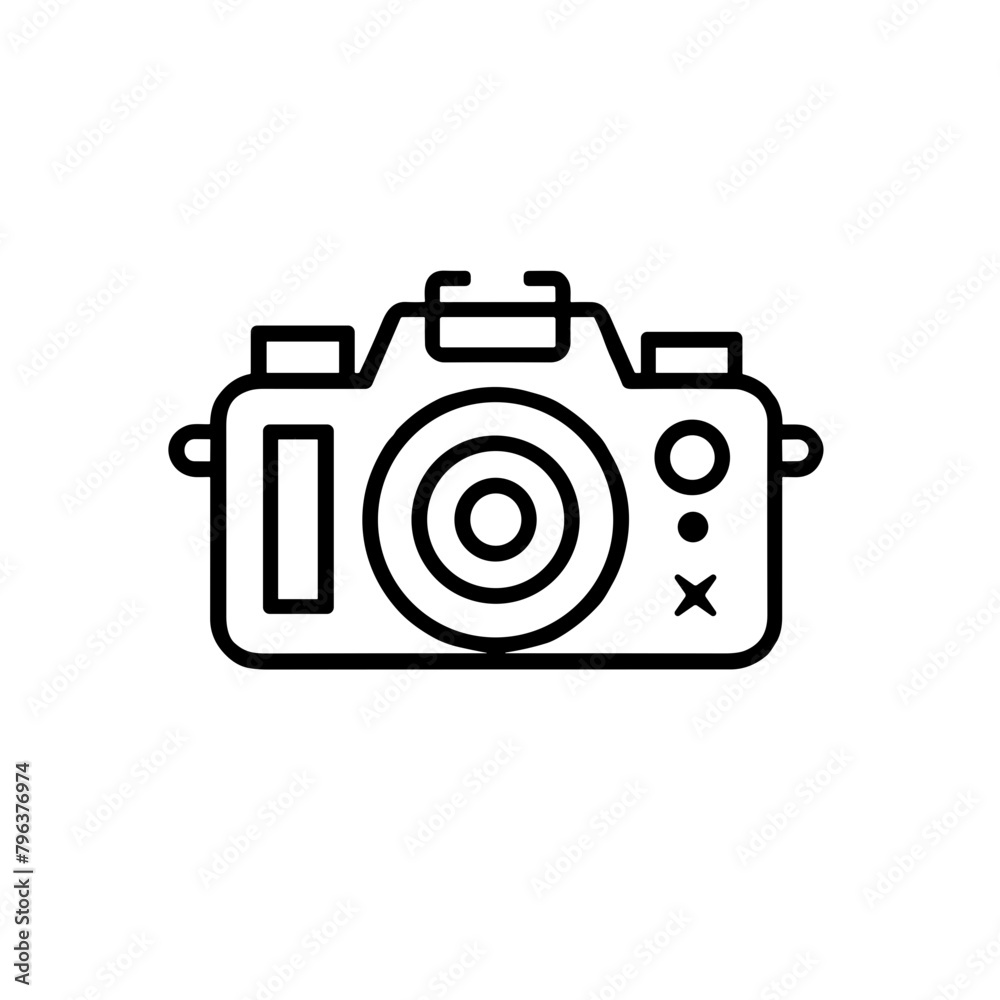 Iconic Digital Camera, Black Outline, Photography Equipment Iconic Digital Camera, Black Outline, Photography Equipment