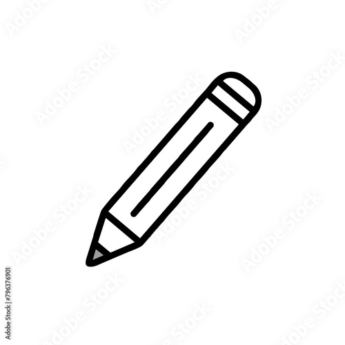 Classic Pencil Icon, Black Outline, Writing or Art Instrument