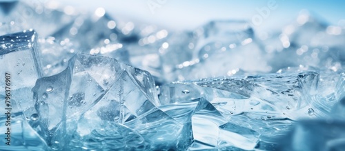 Close-up of multiple ice cubes on a surface