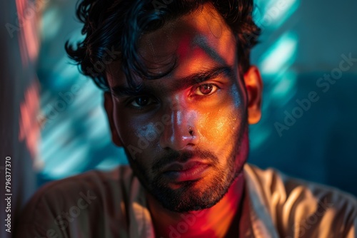 Indian Male Model in a Suit - Stock Image with Clean-Colored Wall - AI-Generated. Beautiful simple AI generated image in 4K, unique. © ArtSpree