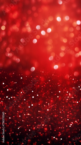Red banner dark bokeh particles glitter awards dust gradient abstract background. Futuristic glittering in space on red background blank empty with copy space