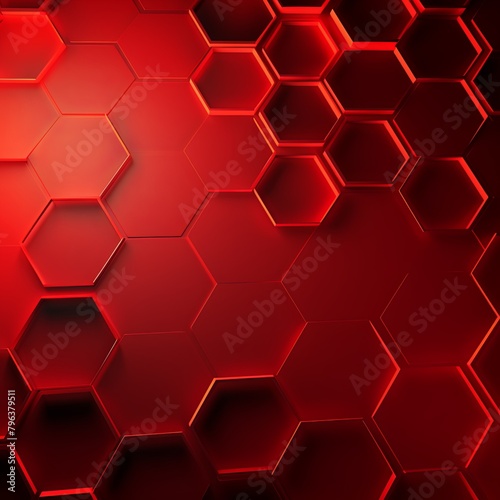 Red hexagons pattern on red background. Genetic research, molecular structure. Chemical engineering