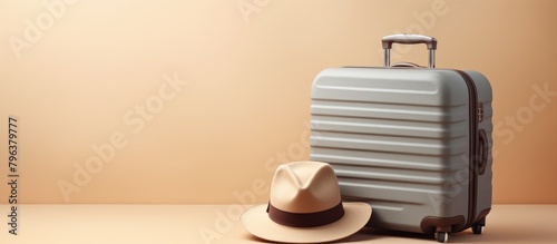 Hat and luggage on a table