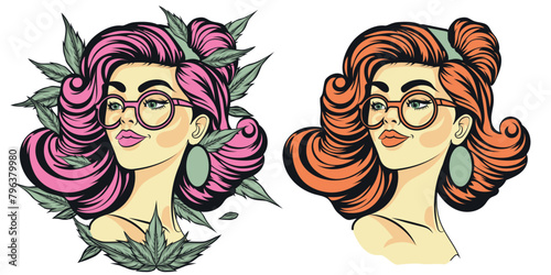 pinup girl with cannabis leaves