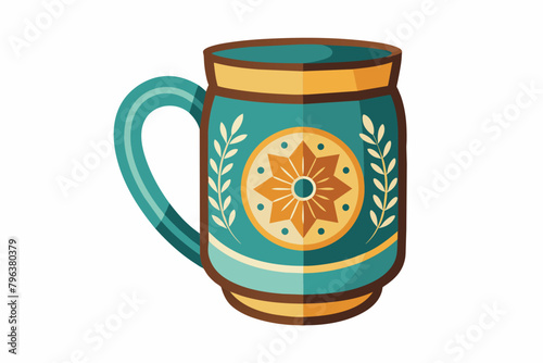 Modern vintage mug design with white background.