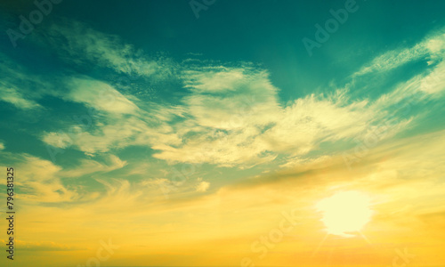 Colorful cloudy sky at sunset. Gradient color. Sky texture  abstract nature background