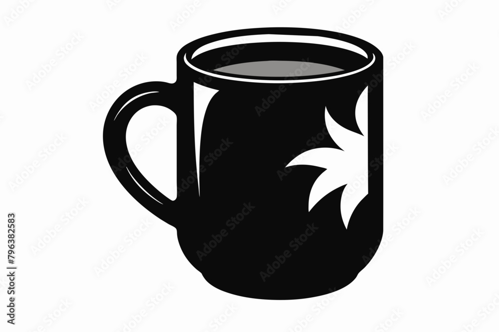 Modern black silhouette mug design. Modern black silhouette mug design.