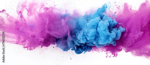 Blue and pink ink cloud on display