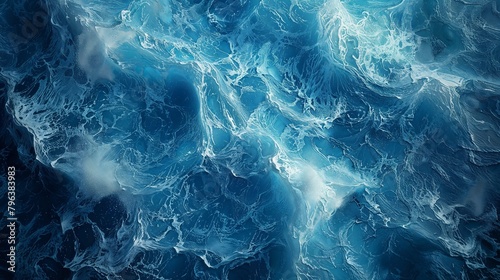 Hyper-Realistic Top View of Dark Blue Waves