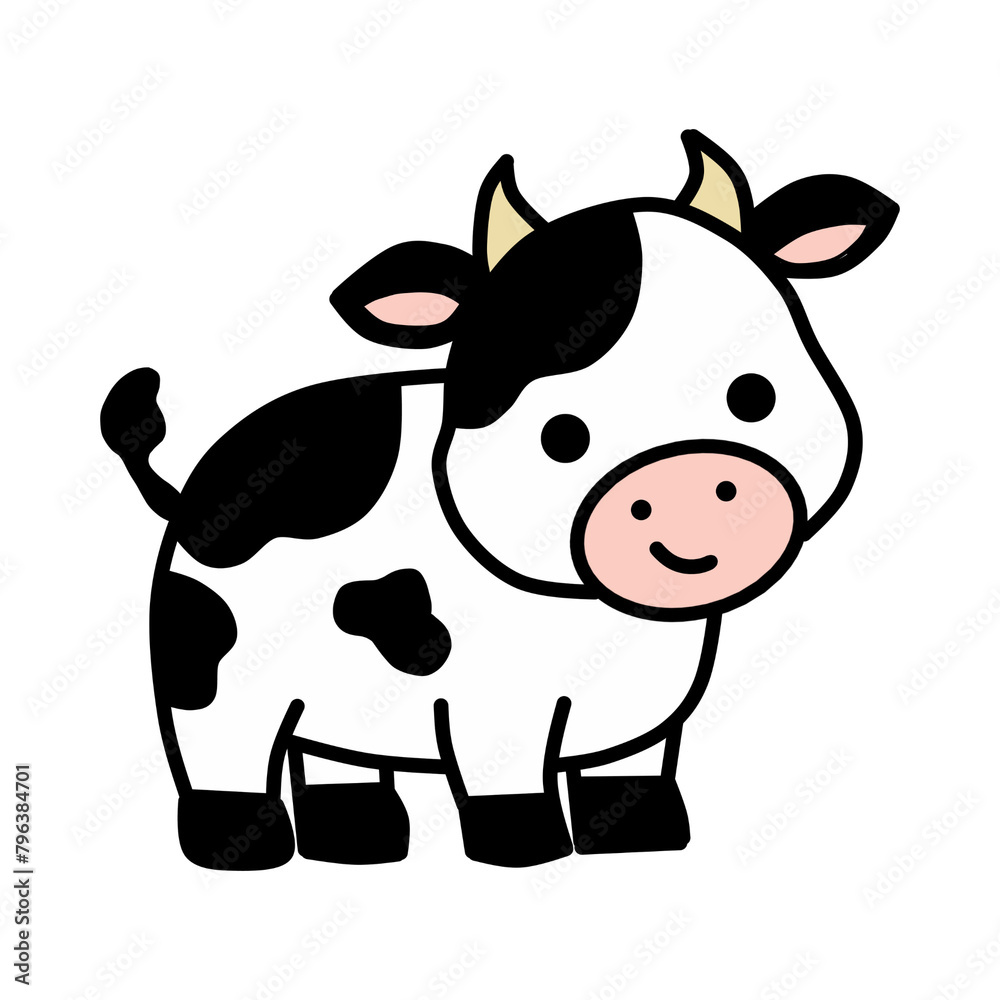 A cartoon cow with horns, cow icon 