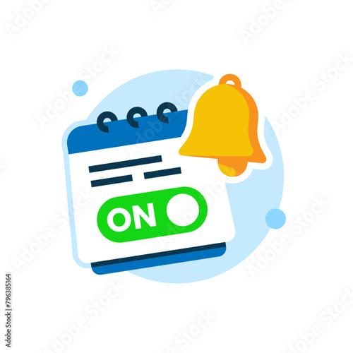 allow, enable, turn on notification message, date reminder concept illustration flat design. simple modern graphic element for landing page ui, infographic, icon