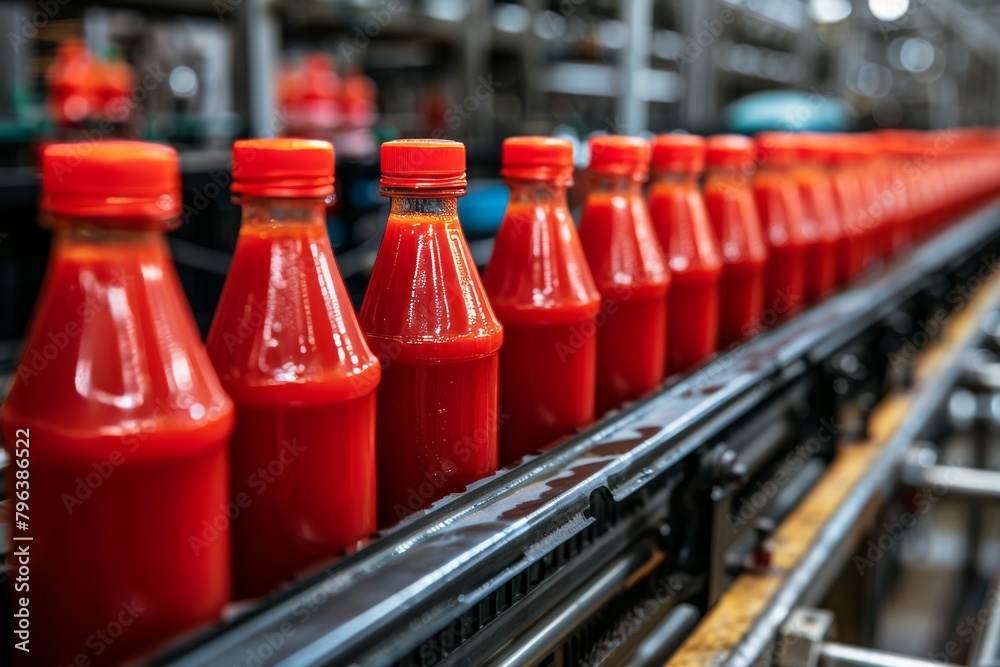 Efficient automated ketchup bottling system in a standard factory production environment