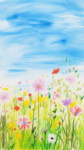 Spring meadow backgrounds grassland painting.