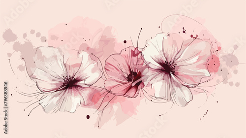arrangement of flowers drawn by a line and blot again