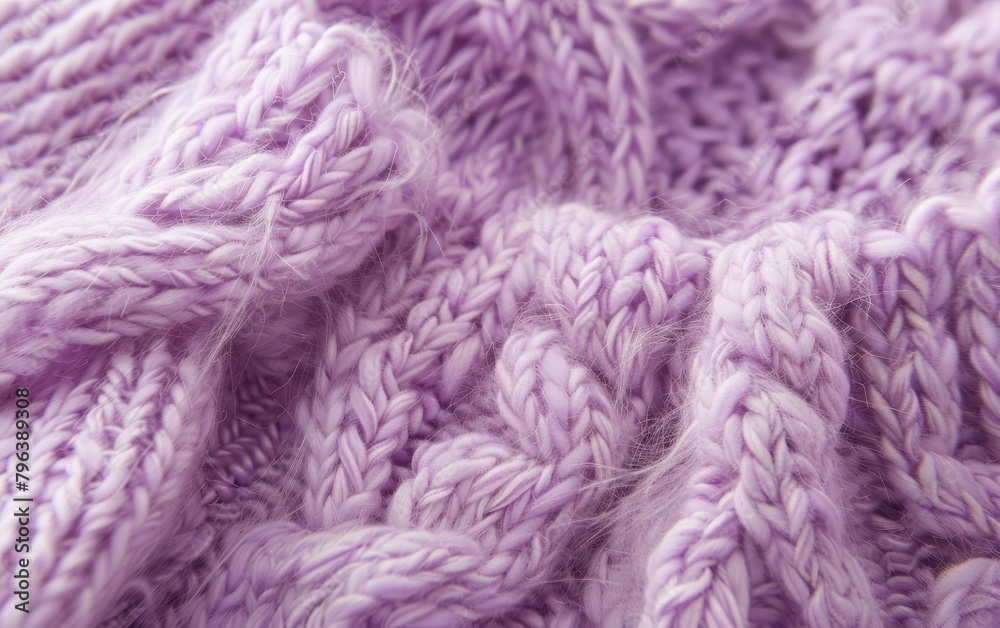 A knitted purple sweater with a fuzzy texture A knitted purple sweater with a fuzzy texture