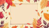 Autumn leaves frame square shape with different kind