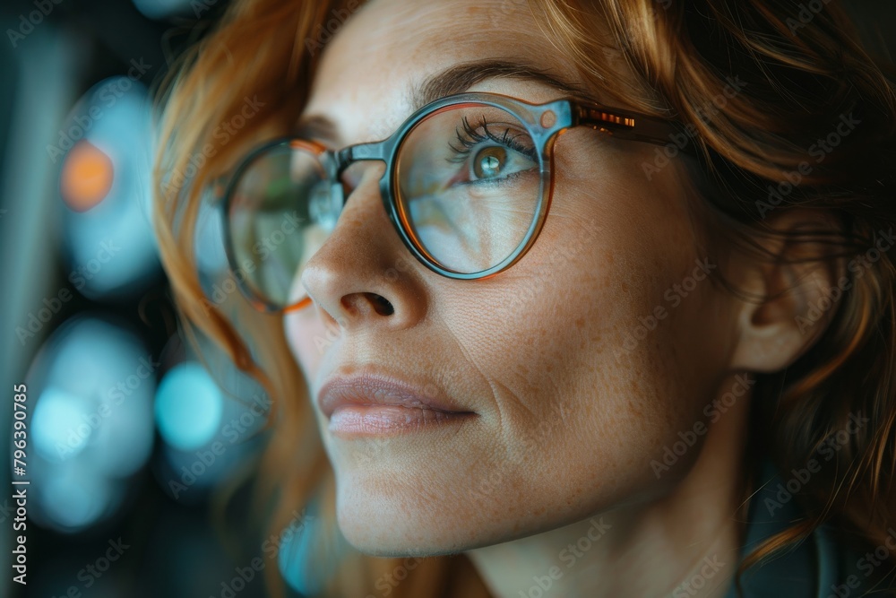 Detailed shot revealing strands of a woman's hair with a mesmerizing bokeh of warm and cool lights in the background Detailed shot revealing strands of a woman's hair with a mesmerizing bokeh of warm and cool lights in the background