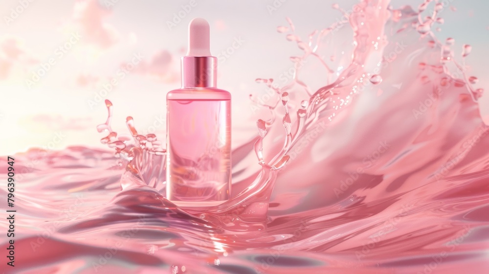 serum bottle standing amidst water