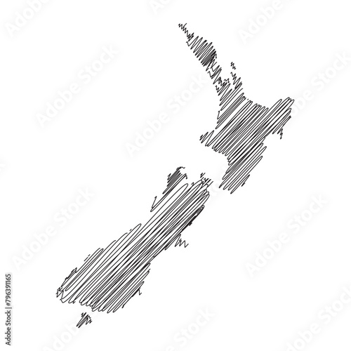 New Zealand thread map line vector illustration