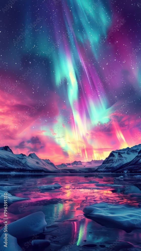 Fototapeta premium Vibrant illustration of the Northern Lights