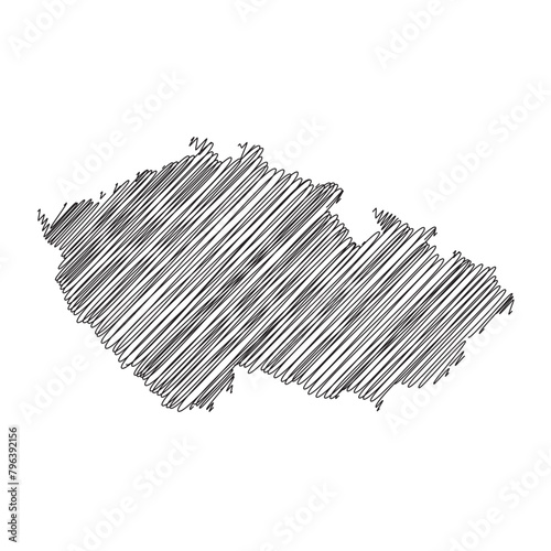 czech republic map line vector illustration