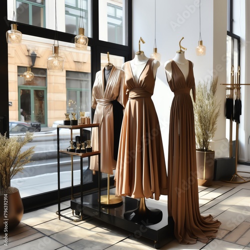 Stylish popup fashion shop with unique clothing racks and trendy designs