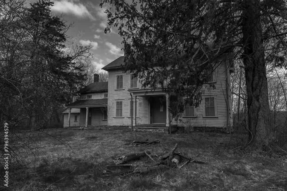 Abandoned house in the Delaware Water Gap National Recreation Area in black and white Abandoned house in the Delaware Water Gap National Recreation Area in black and white