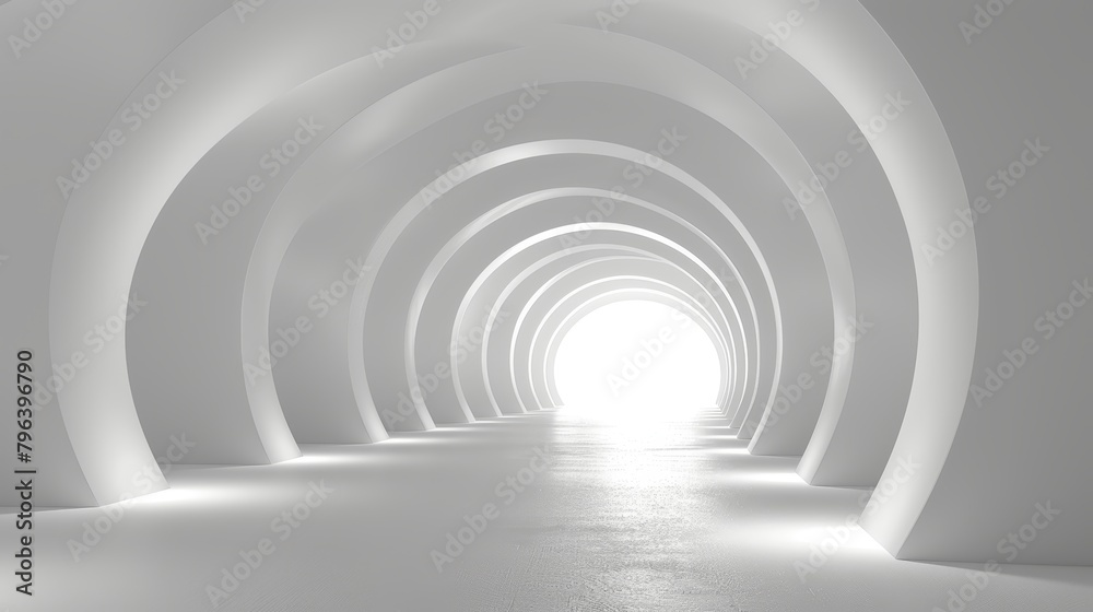 Naklejka premium High-resolution image of a bright white tunnel, creating a clean and minimalist background