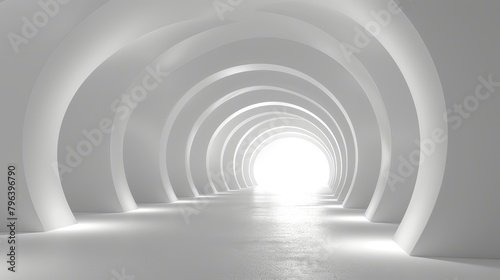 High-resolution image of a bright white tunnel, creating a clean and minimalist background