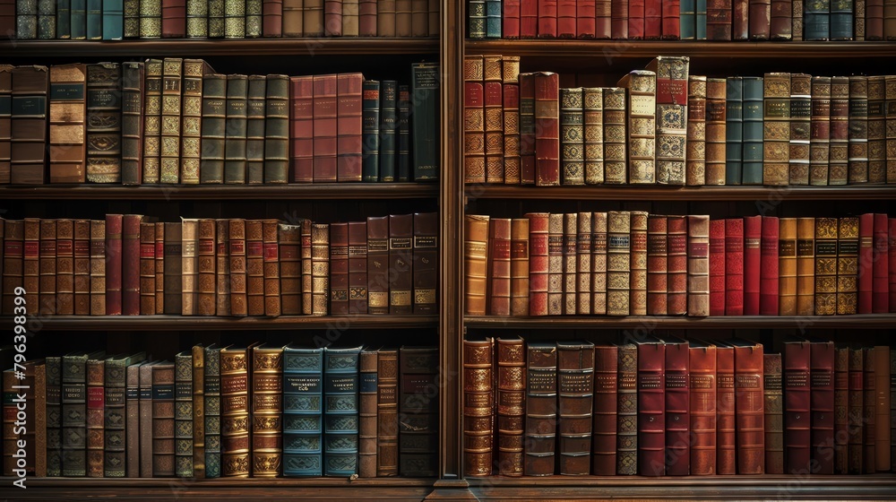 Old library shelves filled with books, quiet atmosphere, scholarly, indoor photography, ambient lighting, avoid modern gadgets Old library shelves filled with books, quiet atmosphere, scholarly, indoor photography, ambient lighting, avoid modern gadgets