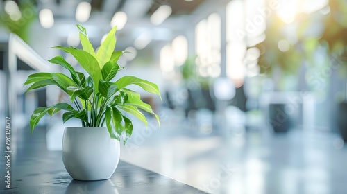 A day in the life of a vibrant plant in a clean workspace where its growth parallels the productivity enhancements in the office