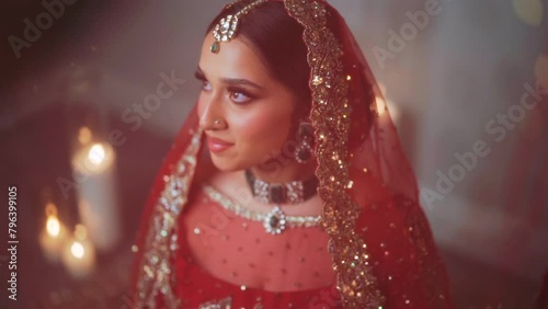 A Shot of an Indian Bride showing her Bridal Jewellery at her Indian Wedding in India