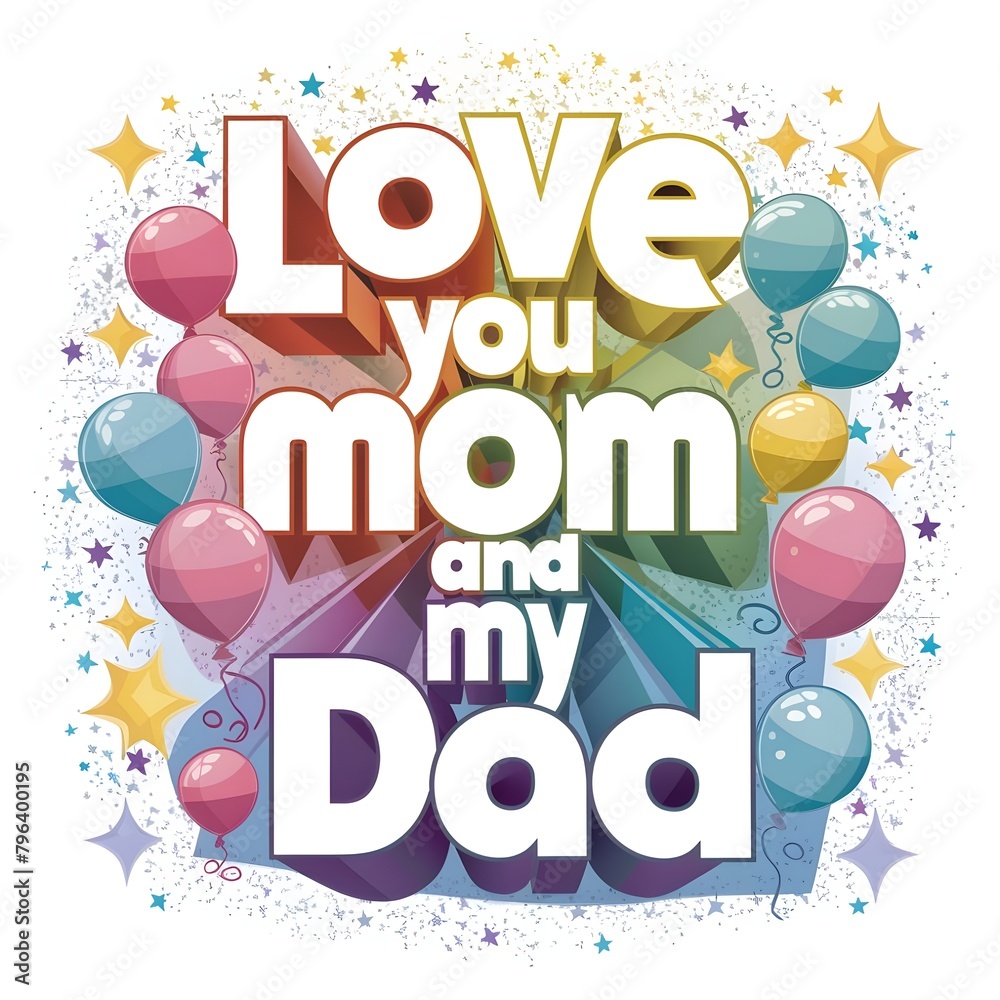 Love you mom and my dad typography illustration