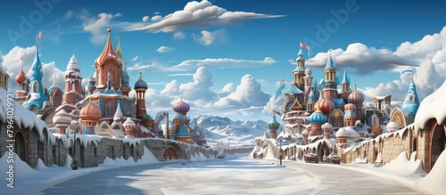 Fantasy landscape of the famous Moscow Kremlin in a winter day. photo