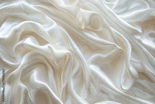 Elegant White Satin Linen Fabric with Curves and Waves for Web Design. Concept Fabric Design, Elegant Linen, White Satin, Curves and Waves, Web Design