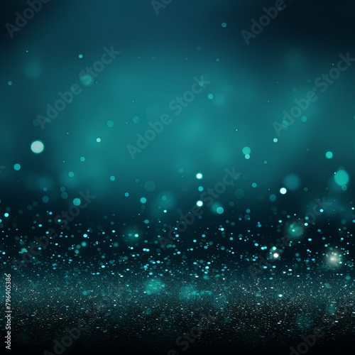 Turquoise banner dark bokeh particles glitter awards dust gradient abstract background