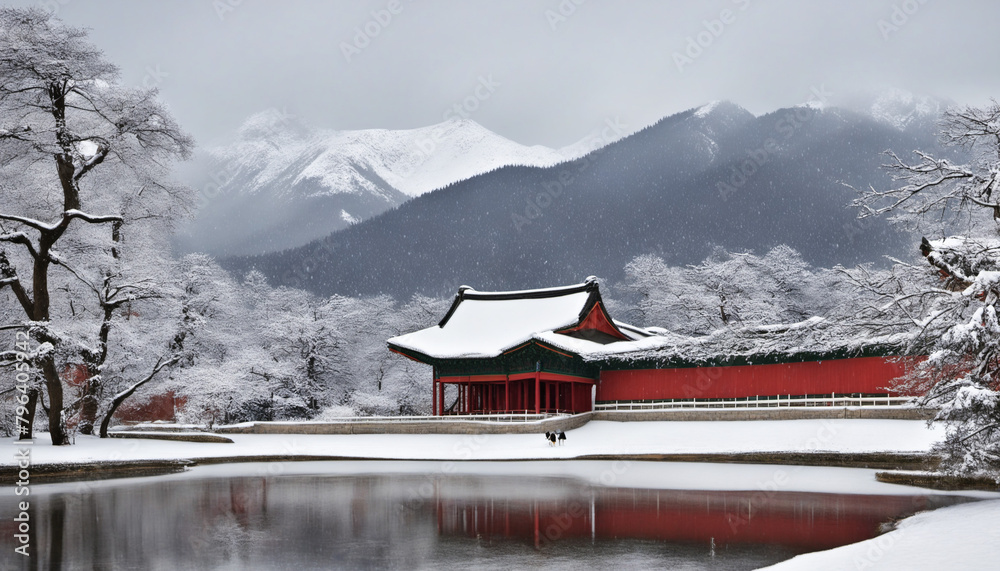 Winter scenery in asia