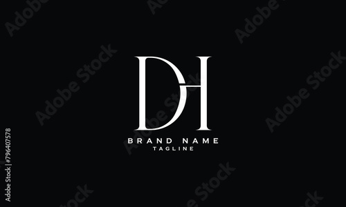 DH, HD, Abstract initial monogram letter alphabet logo design